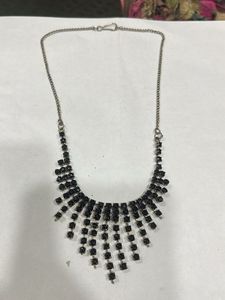 Sparkling Black Rhinestone Waterfall Necklace