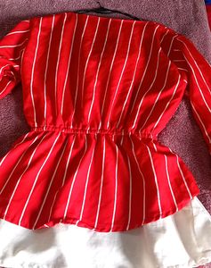 Beautiful Red And White Top For Women