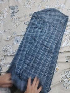 Men's Blue Plaid Button-Up Shirt
