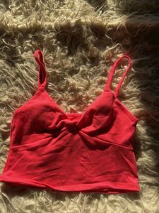 Coral Twist Front Crop Top