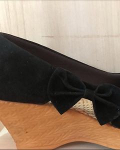 PRINCE Black Wedges with Bow