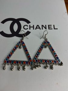 Ethnic Colorful Triangle Drop Earrings