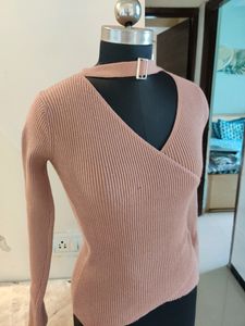 Ribbed Nude Full Sleeves Top