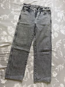 Grey Acid Wash Straight Leg Jeans