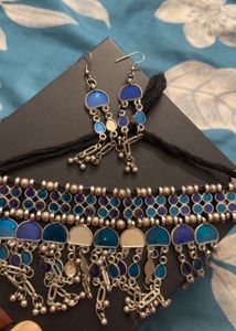 Blue Enamel Choker &amp; Earring Set