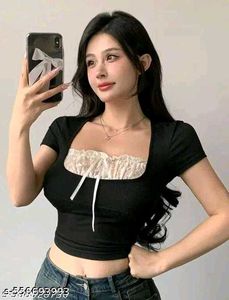 26238. Chic Black Puff Sleeve Square Neck Top