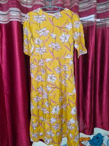 Yellow Floral Print Dress ( Brand new )