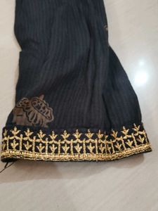Elegant Black Kurta with Gold Print
