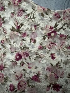 Floral Lace Crop Top With Skirt ( Negotiable)