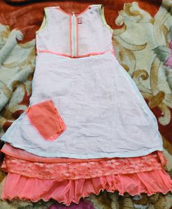 Party Wear Dark Pink Frock ( 7-14 )Age Girls