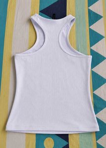 White Ribbed Racerback Tank Top