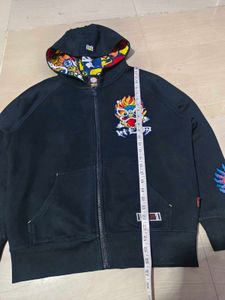 Dragon Embroidered Zip-Up Hoodie