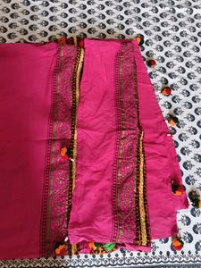 Vibrant Pink Ethnic dupatta with mirror work