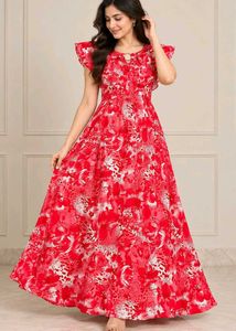 Vibrant Red Floral Print Blouse