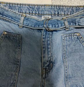 Stylish Wide Leg Denim Jeans with Belt