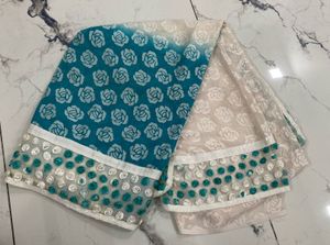 Stunning Teal saare with blouse