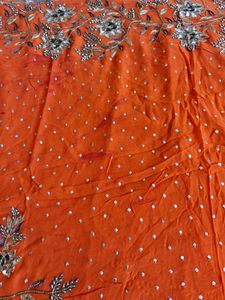 Beautiful Wedding Wear Orange Saree