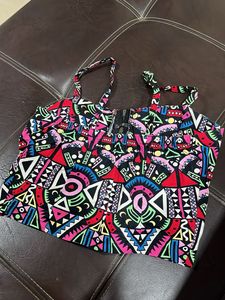 Vibrant Geometric Print Crop Top