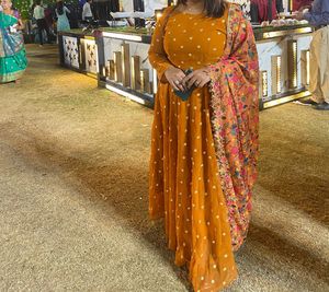 Anarkali Kurta - Yelllow Mustered Color