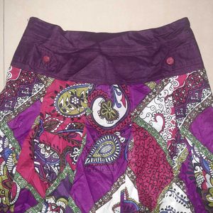 💜 Bohemian Purple Paisley Print A-Line Skirt