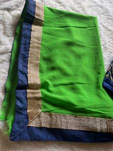 Elegant Green & Blue Saree🥰