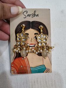 Elegant Kundan & Pearl Jhumka Earrings