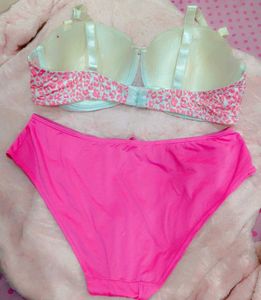 Cute Pink Leopard Print Bra &amp; Panty Set