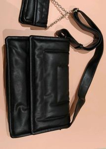 Black Quilted Crossbody Bag with a coin pouch