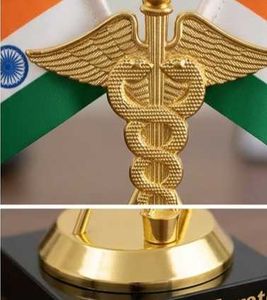 Medical Caduceus symbol with Desk Flag