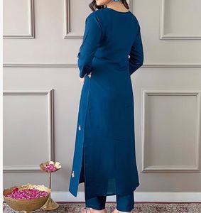 Elegant Blue Floral Kurta Set