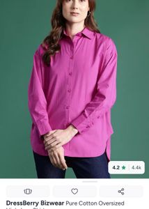 Dark Pink Oversized Cotton Shirt