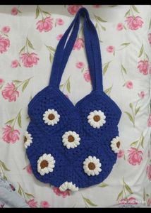 Boho Crochet Daisy Tote Bag