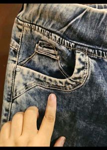 Distressed Blue Denim Jogger Pants