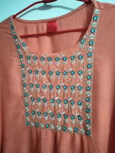 Orange Embroidered Kurta