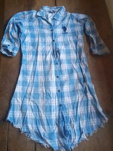 US Polo Assn Blue Plaid  womenTunic Shirt