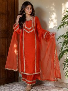 Elegant Orange Kurta Set with Dupatta