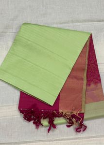Uppada Green and Pink Pure Silk Handloom Saree