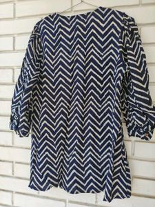 pure cotton Navy Blue Chevron Print Kurta