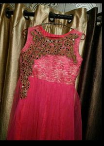 Elegant Pink Ethnic Gown with dupata