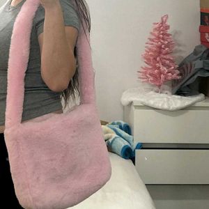 Pink Fuzzy Shoulder Bag