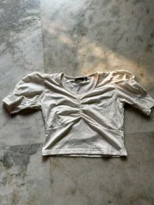 Popwings White Ribbed Crop Top