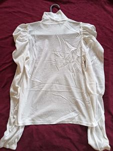 White turtleneck Puff Sleeve Top