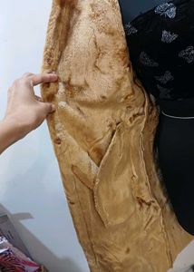 Brown suede..inside Faux Fur Trim Coat