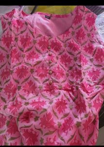 Pink Kurta Set with White Bottom