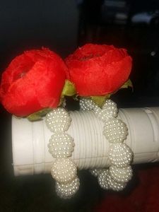 Red Rose &amp; Pearl Bracelet Set
