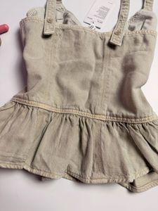 Ruffle Strap Denim Top