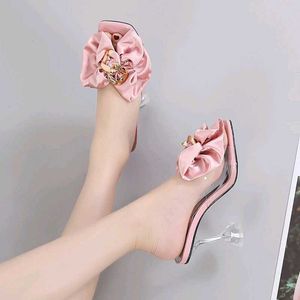 Pink butterfly knot designer heels
