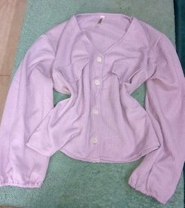 lavender korean styled Button-Up Top 🍒✨️
