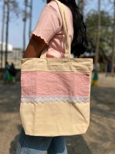 Charming Pink Gingham Tote Bag