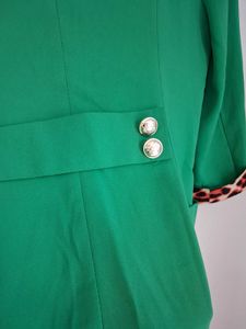 Green Blazer with Printed Cuffs